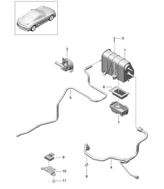 Diagram 201-020 Porsche Cayman 987C / 981C (2005-2016) Fuel System, Exhaust System
