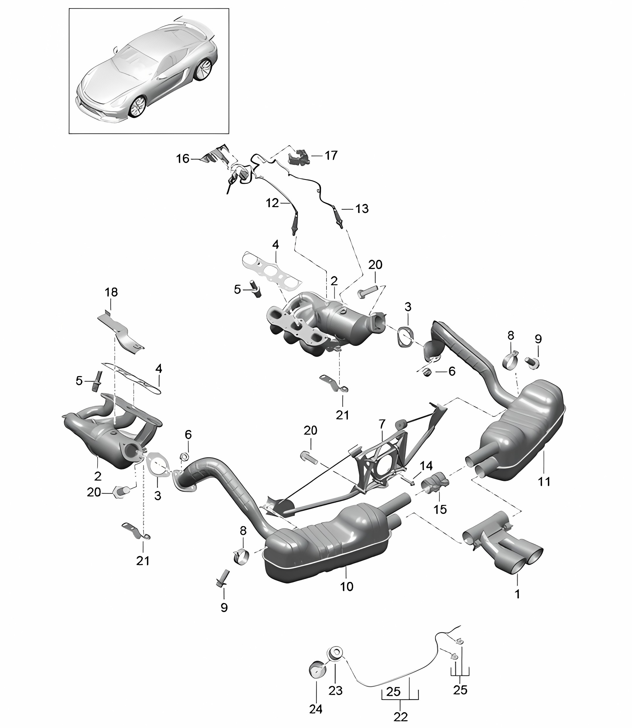 Exhaust system - Sport (PR:XLF)  - 981C Cayman GT4 2016