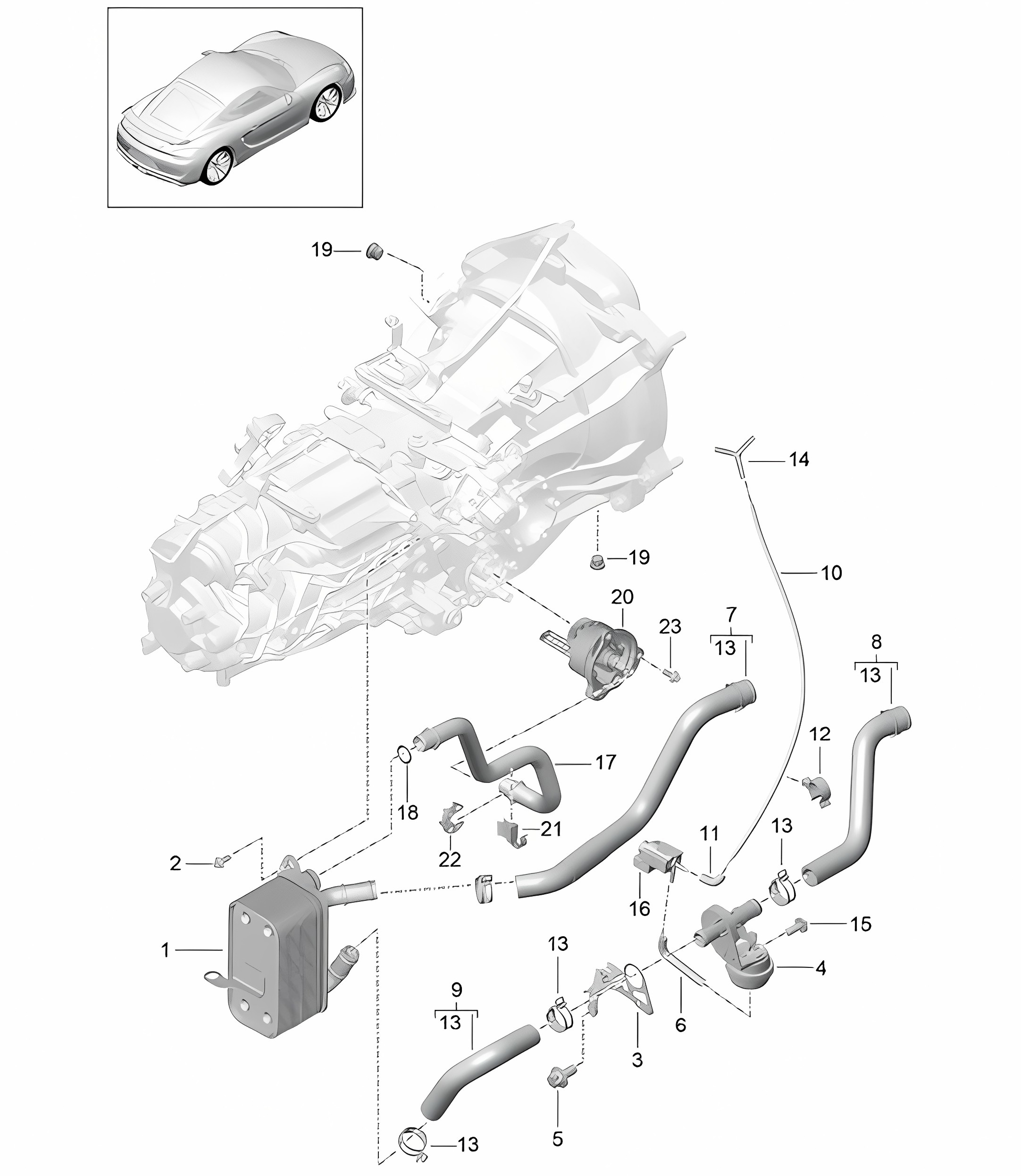 Manual gearbox / heat exchanger / oil pipe / Water pipe (Model: G8120) 981C Cayman GT4 2016