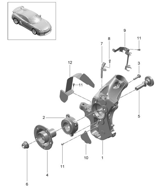 Diagram 401-005 Porsche Boxster GTS 718 2.5L Manual (365 Bhp) 05/2017>> Vooras, besturing 