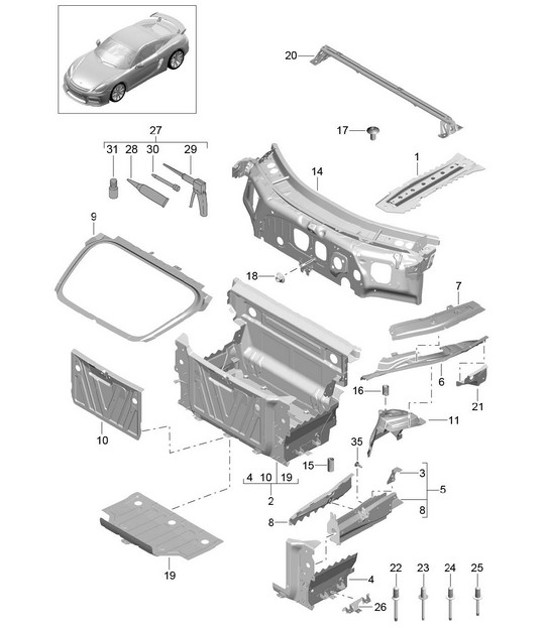 Diagram 801-010 Porsche 911 & 912 (1965-1989) Body