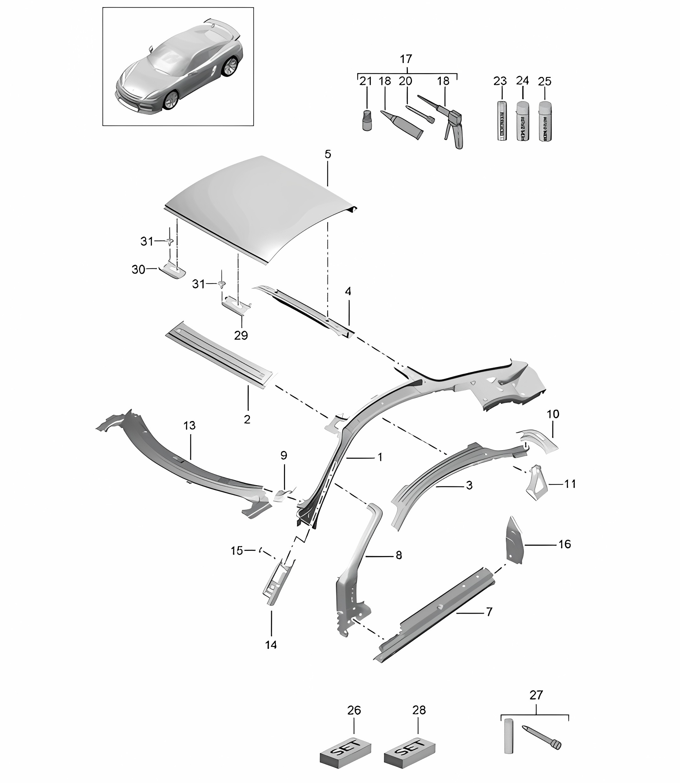 Roof / Scuttle 981C Cayman GT4 2016