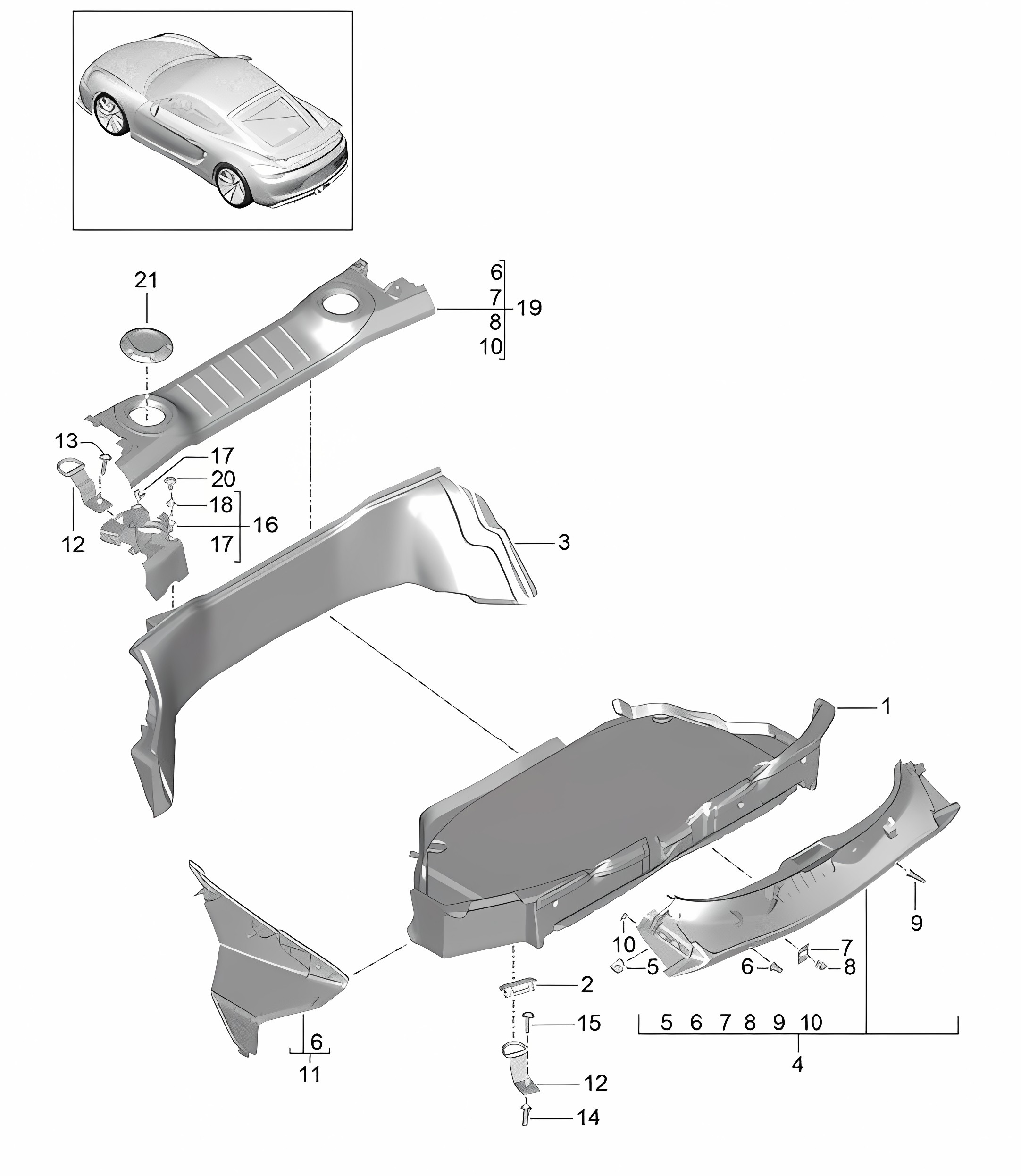 Luggage compartment - REAR - 981C Cayman GT4 2016
