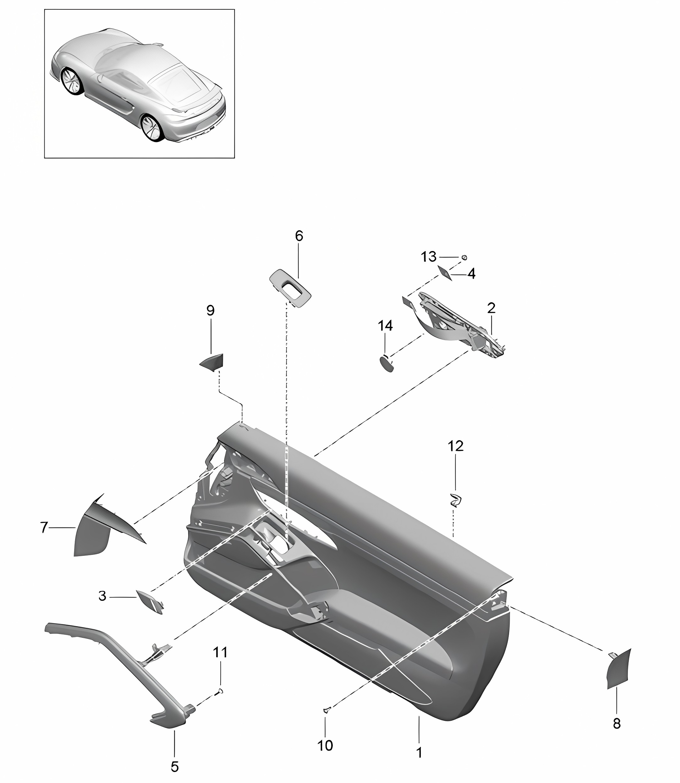 Door panel / Accessories (PR:-XWE)  981C Cayman GT4 2016