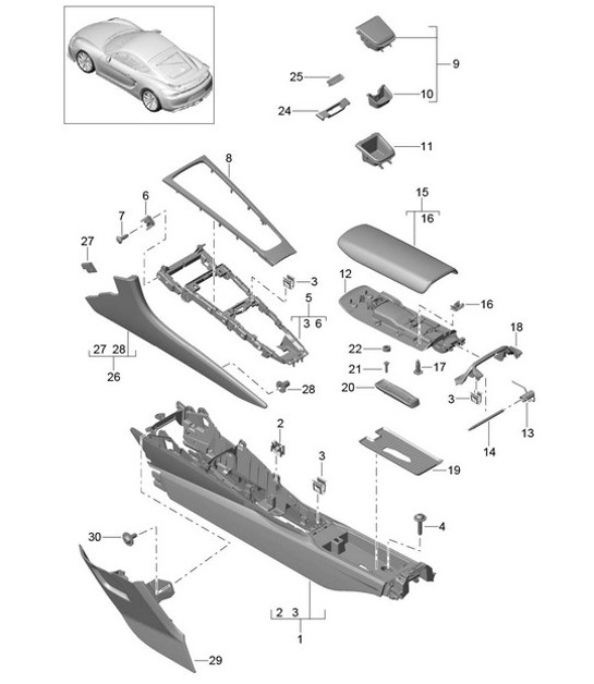 Diagram 809-020 Porsche Boxster 986/987/981 (1997-2016) Body