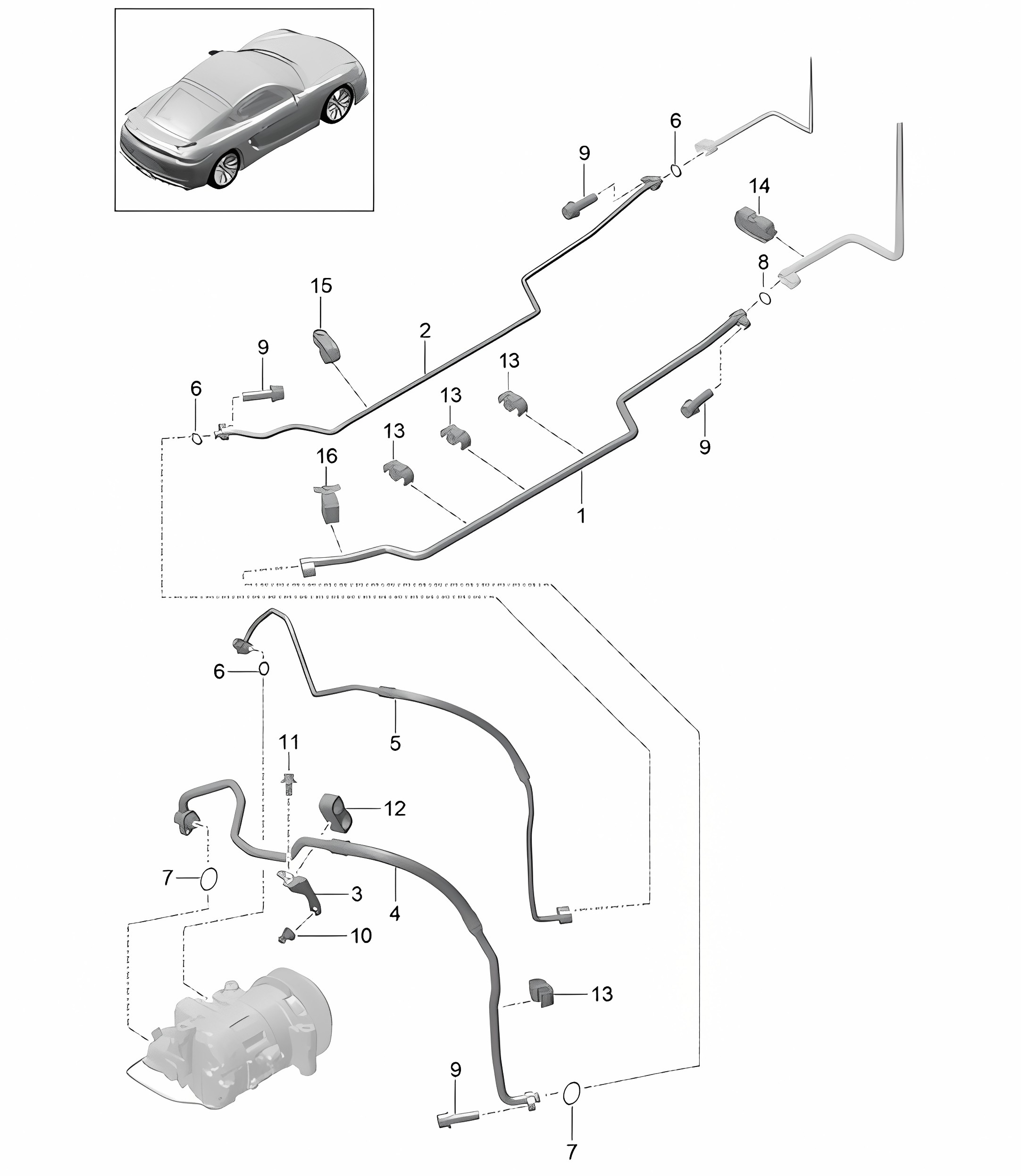 Refrigerant circuit / Underbody and Rear end 981C Cayman GT4 2016