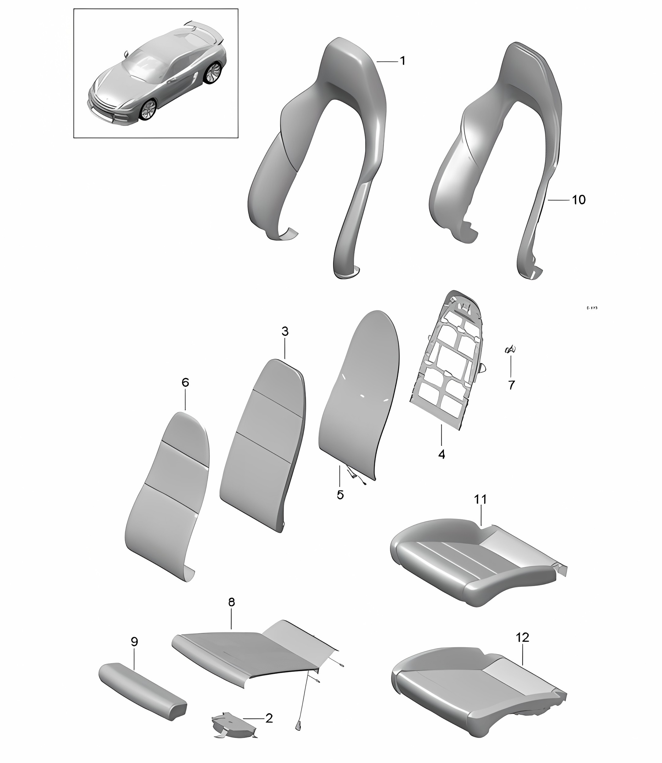 Foam part / Cover / Sports seat Plus 981C Cayman GT4 2016
