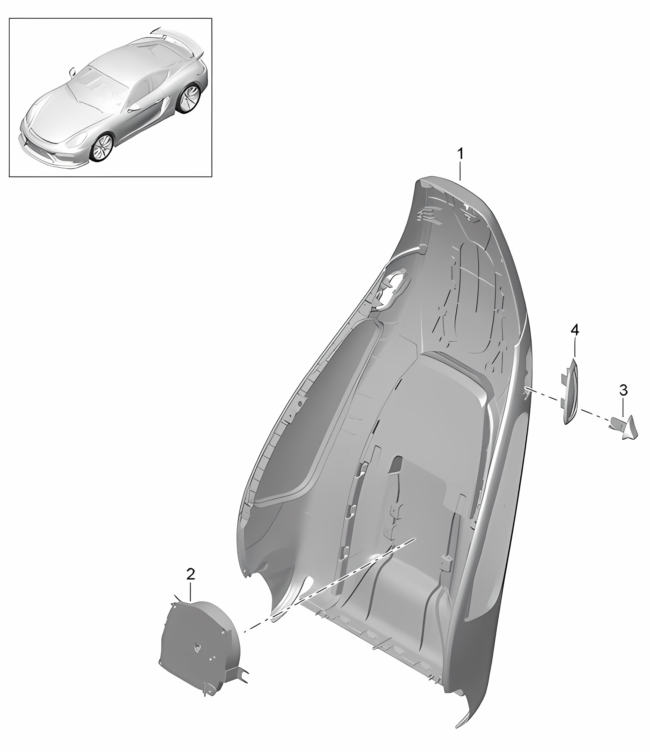 Backrest shell / Sports seat Plus / Accessories  981C Cayman GT4 2016