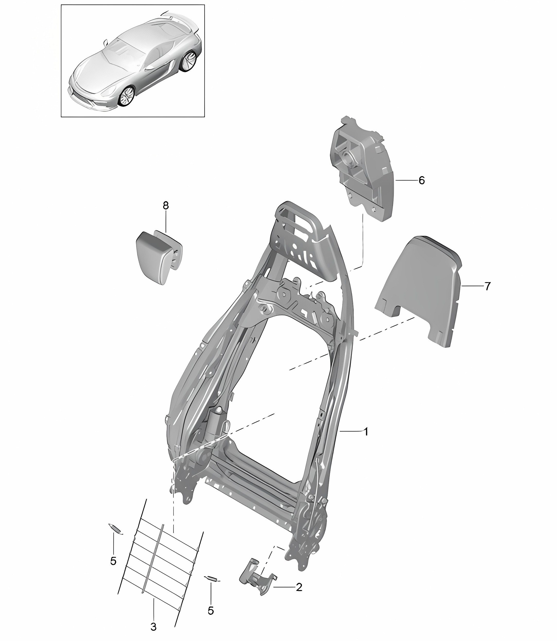 Backrest frame / Sports seat Plus / Accessories 981C Cayman GT4 2016