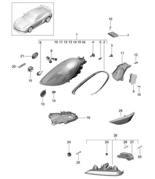 Diagram 905-002 Porsche 996 (911) (1997-2005) Electrical equipment