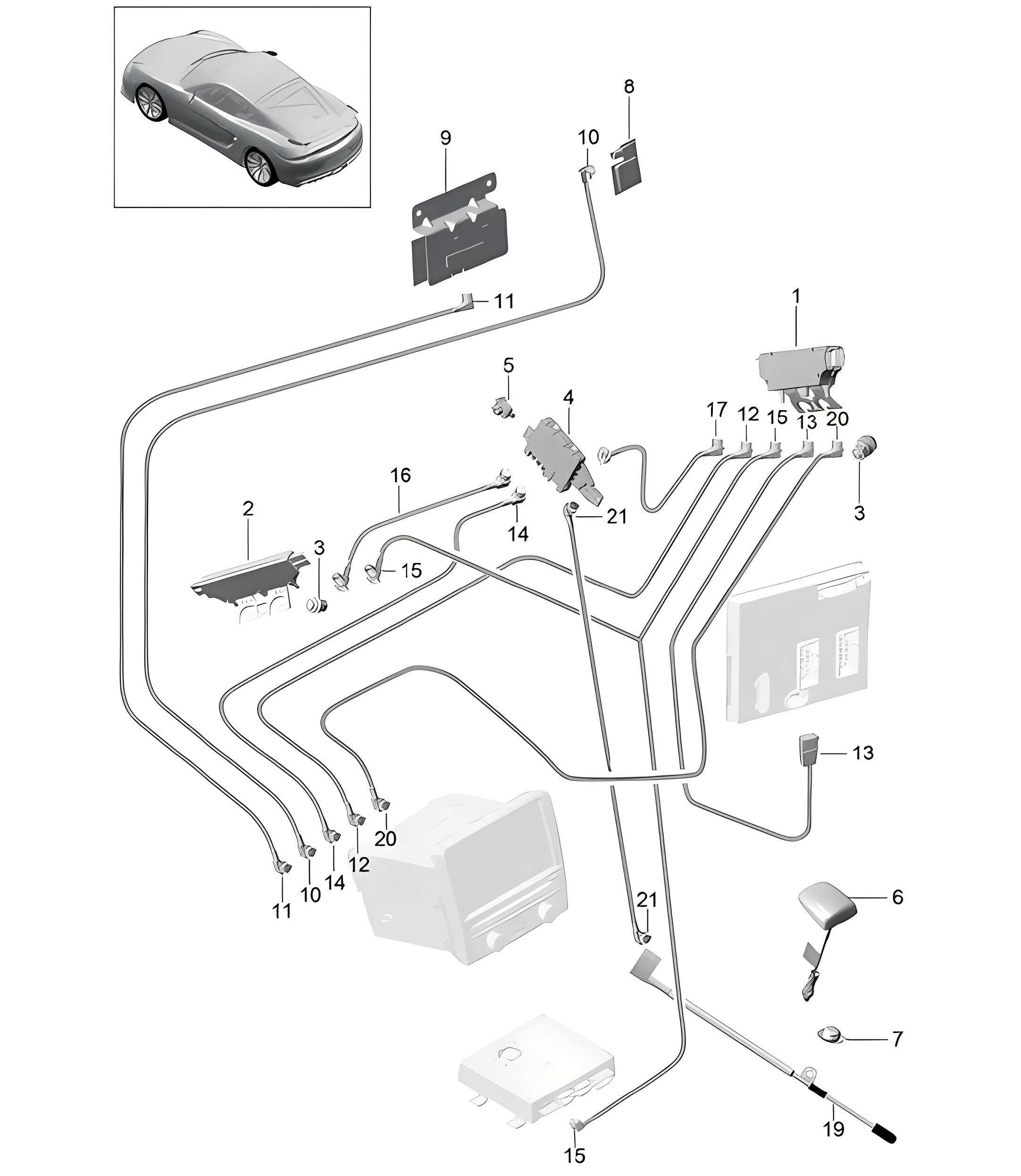 Aerial amplifier / Aerial / Connecting line 981C Cayman GT4 2016
