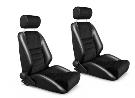 Nürburgring R Bucket Seats, Black /  Corduroy, SET OF 2. Porsche 356 / 911 / 912 1950–89