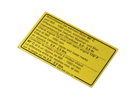 Adesivo livello olio motore. Porsche 911 SC - 93000650400 - 1601500306