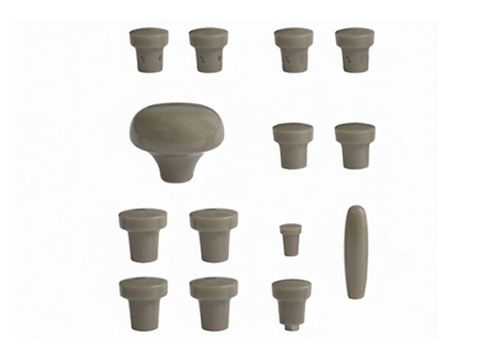Set manopole cruscotto, GRIGIO. Porsche 356A (1955-1959) - PCG35655200600, 64455281100600, 64455285300600, 64455283100600, 64455282101600