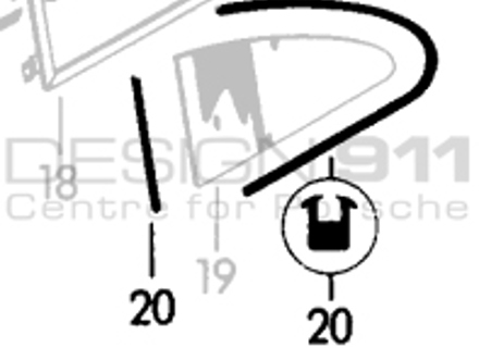 Guarnizione finestrino posteriore 1/4. Porsche 356 COUPÉ - 90154293123, 90154293223 - 356099, 1686100100