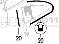 Guarnizione finestrino posteriore 1/4. Porsche 356 COUPÉ - 90154293123, 90154293223 - 356099, 1686100100