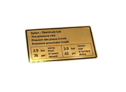 Sticker Bandenspanning. Porsche 928S - 92800651800 - PAKRD