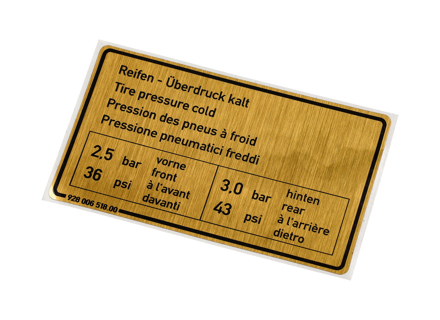 Sticker Tyre Pressure. Porsche 928S - 92800651800 - PAKRD
