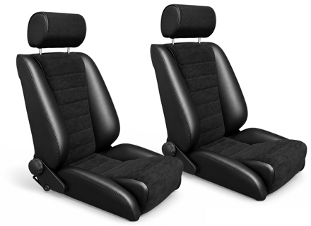 LeMans Bucket Seats, Black / Corduroy, SET OF 2. Porsche 356 / 911 / 912 1950-89