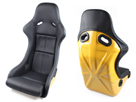 Sitze im Racing-Style, schwarzes Leder mit gelber Sitzschale. Porsche 964 / 993 - SET11.1.101G, SET111101G