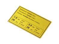 Adesivo Pressione pneumatici normale. Porsche 911 1965-72 / 914 - 90100650500, 1601501006 - 1601501006