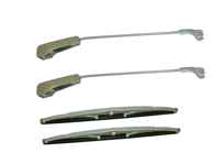 Wiper arm and blade set Pickle fork style. Porsche 356A Coupe / Cabriolet / Convertible D - 64462830114, 64462830110, 64462831105 - 356WSN003, 356WSN001