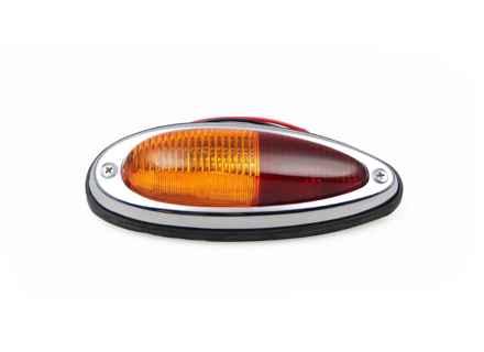 Clignotant arrière rouge/orange avec joint en caoutchouc. Porsche 356A / 356B / 356C - 64463140410, 64463140310 - 356LTG003, 356LTG004