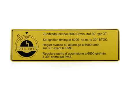 Sticker ignition timing. Porsche 911 - 90100651001 - 911856-01, 1601501606