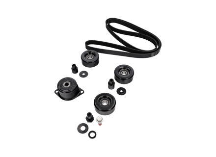 Kit complet poulie et courroie - Tendeur, galets et courroie d'entraînement - pour Porsche 986 Boxster (sans climatisation) 1997-2004 - 99610226050, 99710226000, 99610211852, 99610211855, 99610211856, 99610211853, 99610212550, 99610212551, 99610212552, 99610212553, 99610211954, 99610211957, 99610211958, 99610212750, 99610212752, 99610212754, 99610212751, 99610211753, 99610211756, 99610211757, 99907203909, 99907204109, 99907205901, 99610236550, 99610215164, 99610215166, 99610215165