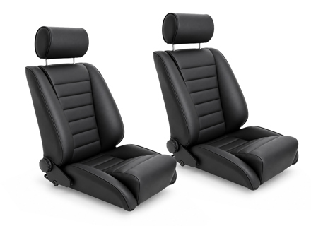 LeMans Bucket Seats, Black Leather, SET OF 2. Porsche 356 / 911 / 912 1950–89