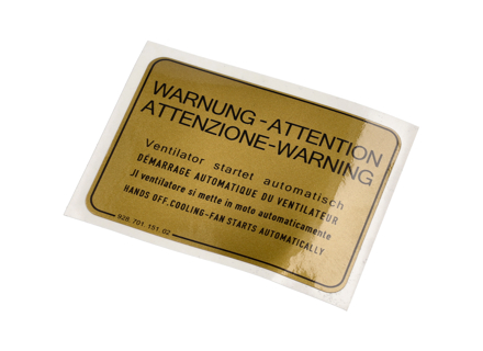 Sticker Fan Warning. Porsche 928 - 92870115102 - PAKAV