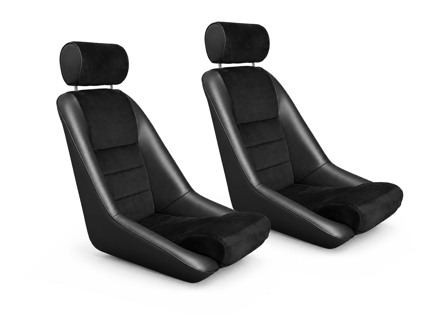 Nürburgring Bucket Seats, Black /  Corduroy, SET OF 2. Porsche 356 / 911 / 912 1950–89