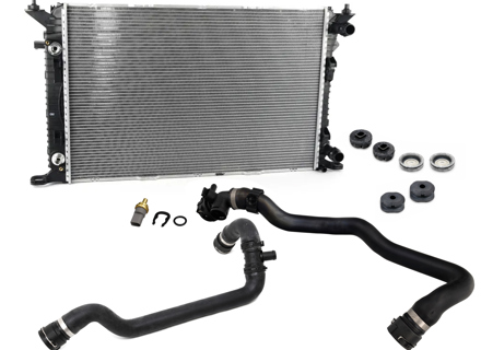 Kit de agua/refrigerante y tuberías para radiador. Porsche Macan 2.0L 95B - 9A712125110, 95B122101A, 95B122101K, 95B121109F, 95B121109J