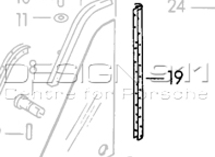 Sello vertical frontal de 1/4 de vidrio. Porsche 356 - 64454293302, 356099/001, 356099-001