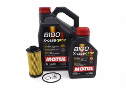 Oil filter service kit with drain plug & MOTUL 8100 X-CESS GEN2 5W-40 for Porsche 718 (982) Boxster / 718C (982C) Cayman - 9A210722500, 99970768540, 0PC115466