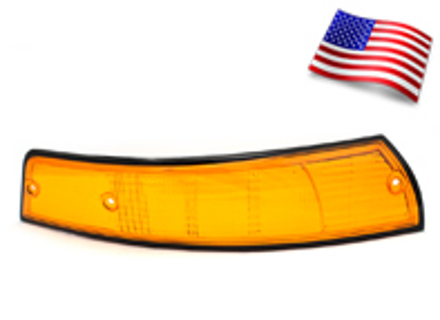 Indicator lens Front, with BLACK Rim. Porsche 911 1972-73 USA - 91163194700, 91163194800, 14962, 14962/D, 149612/S