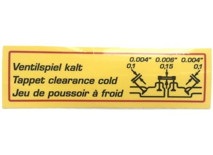 Engine Sticker (Foil) Valve Clearance Decal Super 90 +. Porsche 356 C - 64470101500 - 356234-11-F