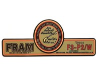 Engine Sticker Fram Oil Filter Container F3-P2/W. Porsche 356 - 64470101200 - 356234-18