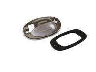 Housing, lens and seal, number plate lamp, Chrome. Porsche 356B / 356C - 64463160505, 64463161105, 64463161405 - 1695650900, 1695600710