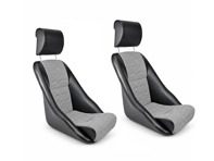 Modell14 Bucket Seats, Black Leatherette / Houndstooth, SET OF 2. Porsche 356 / 911 / 912 1950–89