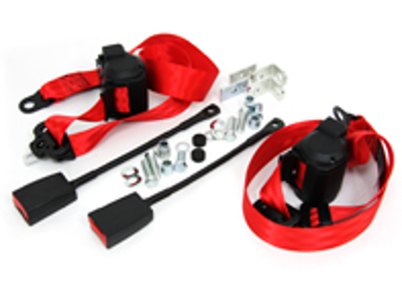 CEINTURES DE SÉCURITÉ en ROUGE - AVANT Automatique / Inertie VERTICAL B PILLER MOUNT / FLOOR BUCKLES avec L Bracket PAIRE - 92880312610, 9288031261070B, 92880312609XY015