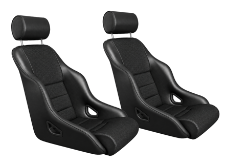 Rally ST Bucket Seats, Black Leatherette / Basket Weave, SET OF 2. Porsche 356 / 911 / 912 1950–89