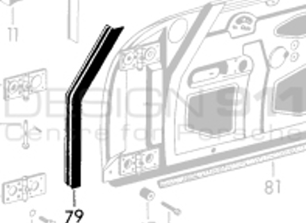 Door seal inner, Front. Porsche 356A / 356B / 356C - 64453190300 - 644 531 903 00, 1685700100, 356089