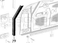 Deurrubber binnen, Voor. Porsche 356A / 356B / 356C - 64453190300 - 644 531 903 00, 1685700100, 356089