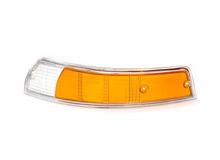 Indicator lens Front with CHROME Rim. Porsche 911 1967-74 - 91163194301, 91163194401