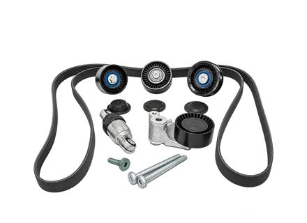 Drive belt tensioning roller & belt kit. Porsche 95B.1 Macan 2014-18 - 94610225230, 94810240375, 94810240323, 94810240321, 94810240300, 94810240322, 94810226175, 7PP145279, 95814527901, 94610211832, 94610211831, 94610211830, 0PB145257, 94610211730