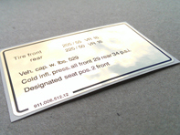 Autocollant de pression des pneus. Porsche 911 SC (1978 - 1980) États-Unis - 91100651212