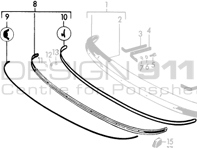 Voorbumperlijst. Porsche 356B / 356C - 64450504107 - CB.022.006, 9103, 1684300206