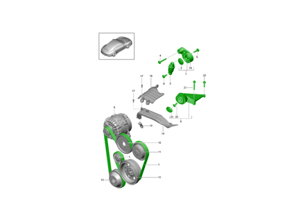 Kit completo di puleggia e cinghia - Tenditore, staffe, pulegge, cinghia di trasmissione e bulloni di montaggio - per Porsche 991-2 Carrera S con PDCC 2017-2019 - 9A210221100, 0PB903308, 94810283900, 94810226100, 0PB903317, 99907324602, PAF008362, 99907341101, 9A700803500, 99907341201, PAF008361, 9A210222100, 0PB903137B, 9A110203001, 0PB145172, 9A110221200, 9A210201600, 0PB145201, 99907357901, PAF008343, 90038504801, PAF008128, 90038509101, PAF008152, 03G145291