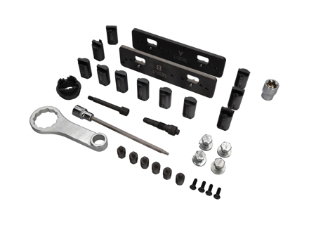 Camshaft locking tool kit complete. Porsche 95B.2 Macan / 971 Panamera / 9YA Cayenne - T40331/1 A, T40331/1 B, T40331, T40382, T90002 - C4012